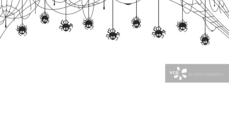万圣节主题蜘蛛边框，趣味角色图片素材
