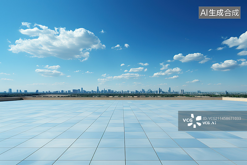 【AI数字艺术】空旷的道路城市天际线图片素材