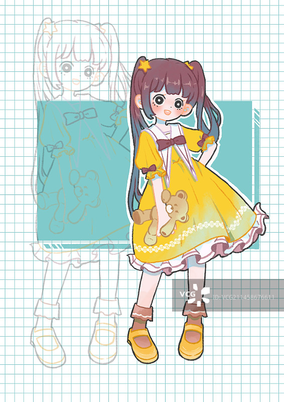 拿着小熊玩偶的女孩图片素材