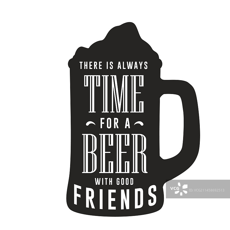 啤酒杯剪影单色标签图片素材