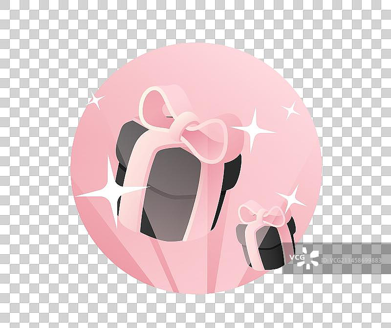 手绘黑粉礼品盒图片素材