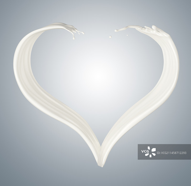 曲线优美的心型牛奶在灰色背景图片素材