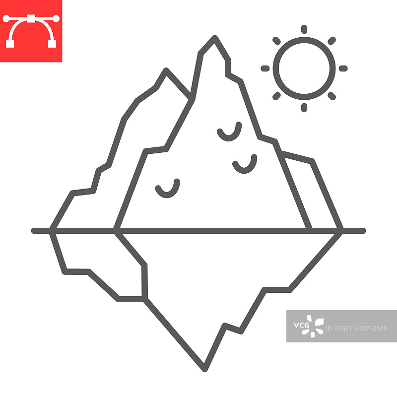 冰山融化轮廓图标图片素材