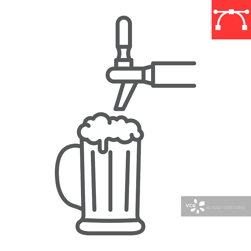 啤酒龙头线性图标图片素材