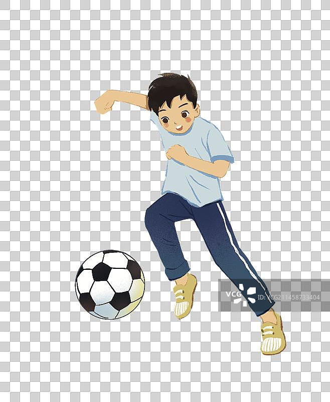 男孩踢足球图片素材
