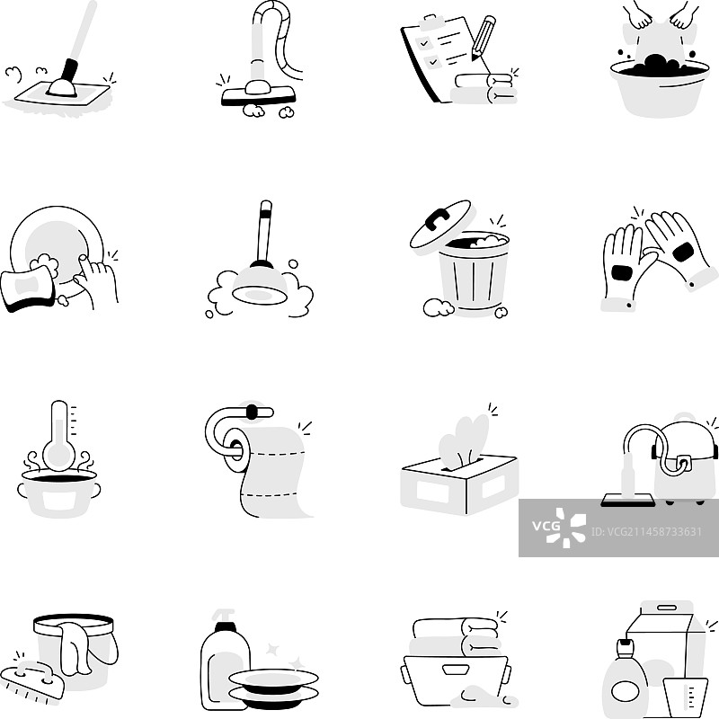 潮流清洁手绘图标图片素材