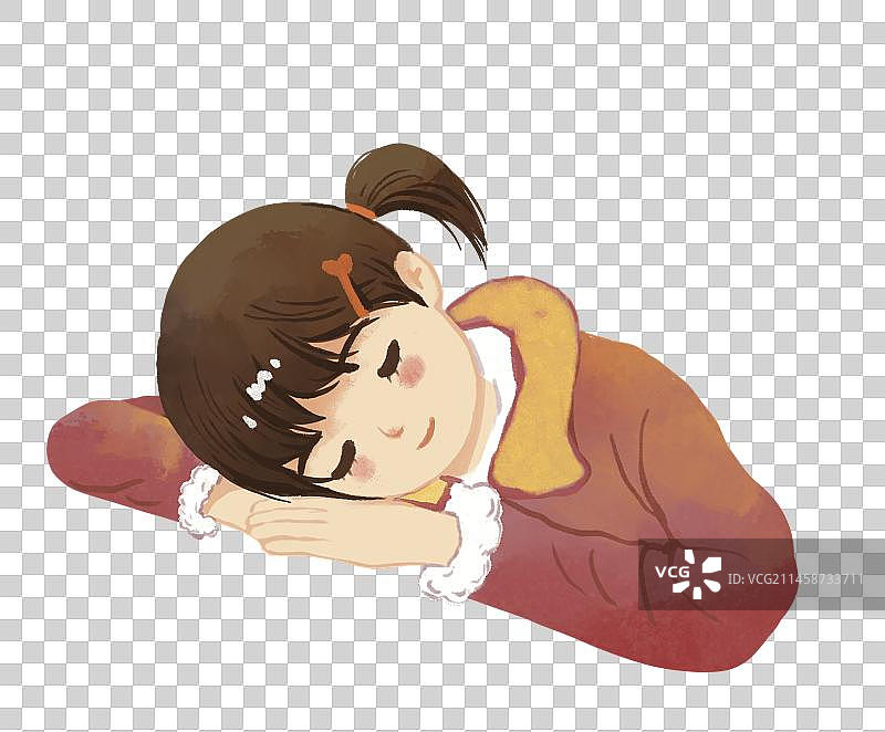 女孩趴着图片素材