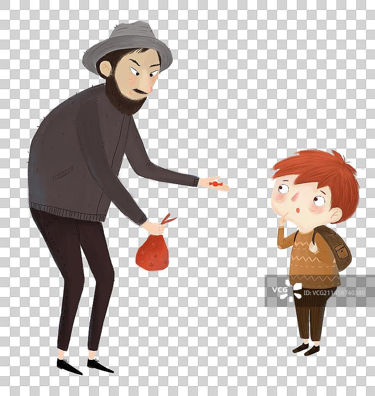 坏叔叔拐骗孩子插画图片素材