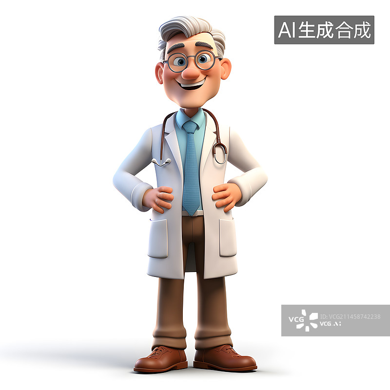 【AI数字艺术】3D卡通医生图片素材