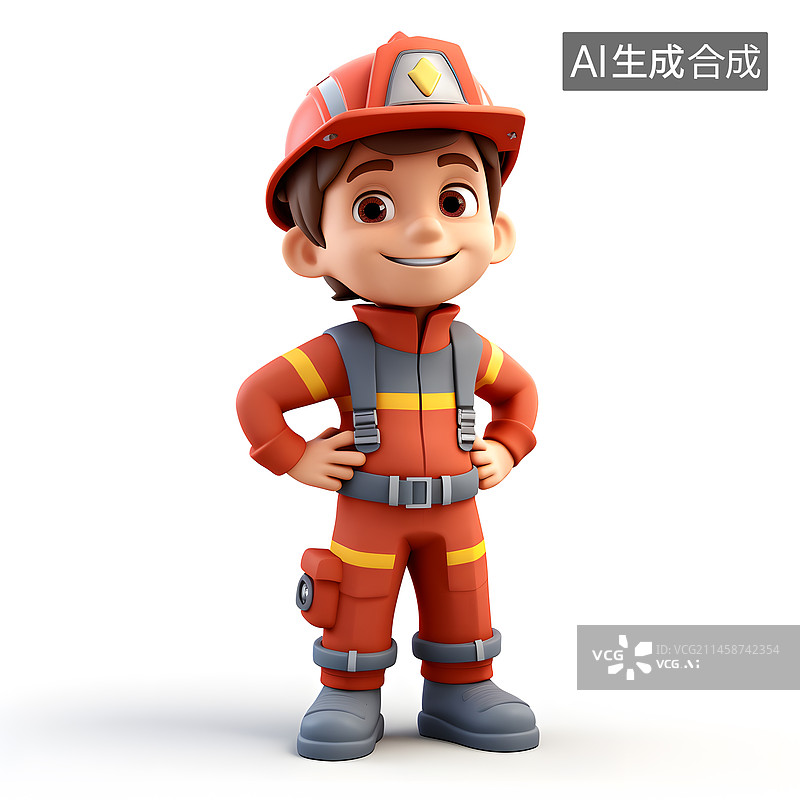 【AI数字艺术】3D卡通消防员图片素材