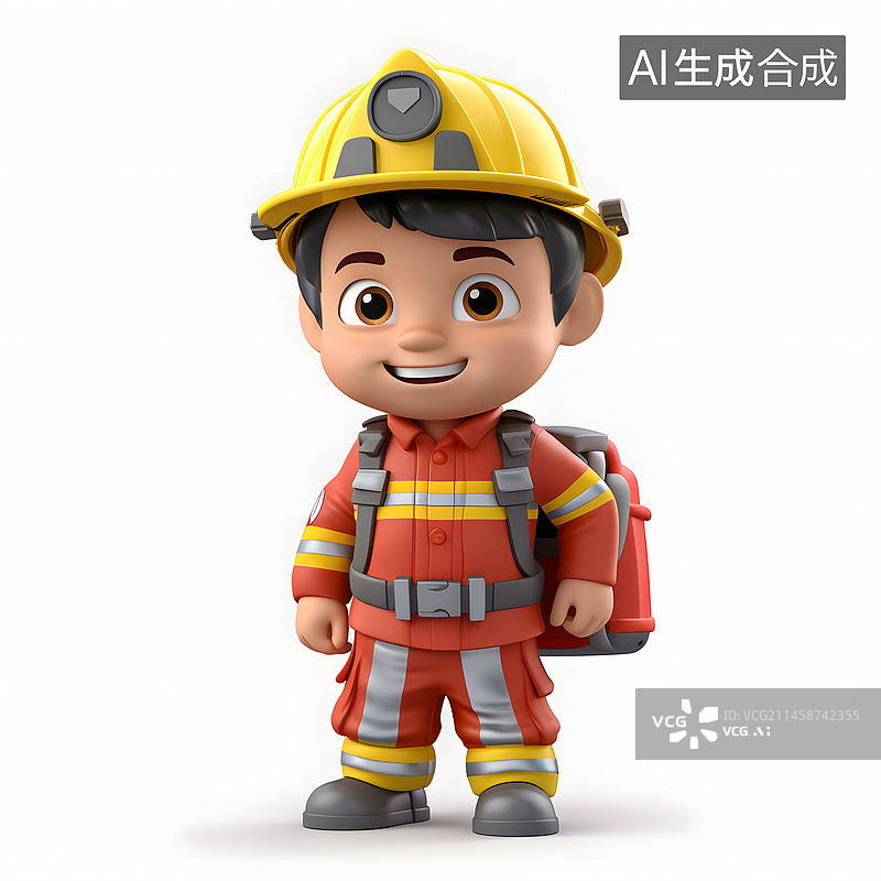 【AI数字艺术】3D卡通消防员图片素材
