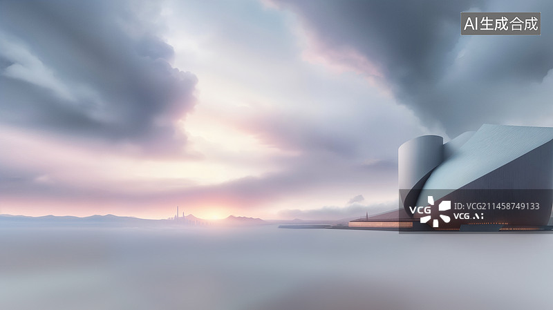 【AI数字艺术】未来派城市建筑空间（汽车广告背景图）图片素材