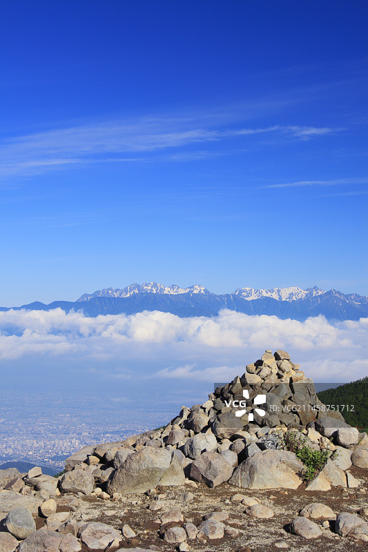 穗高山脉，枪岳和松本市，阿尔卑斯景观路线，日本长野县图片素材