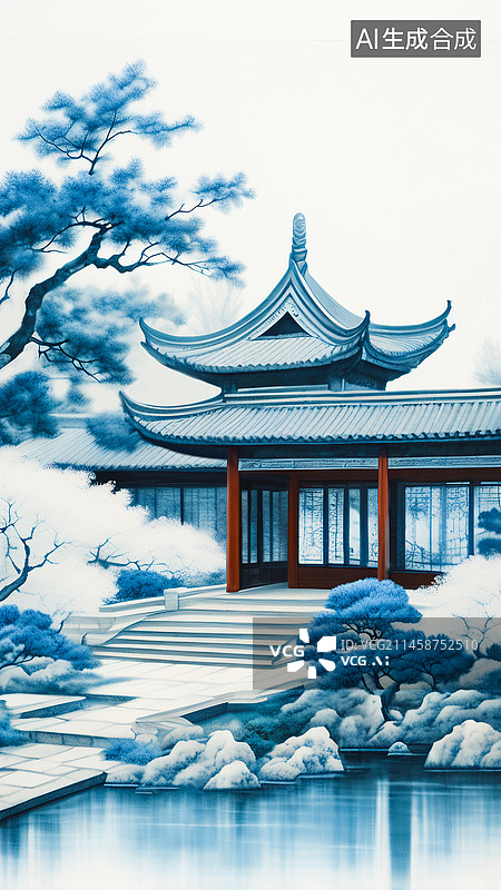 【AI数字艺术】中国古建筑庭院图片素材