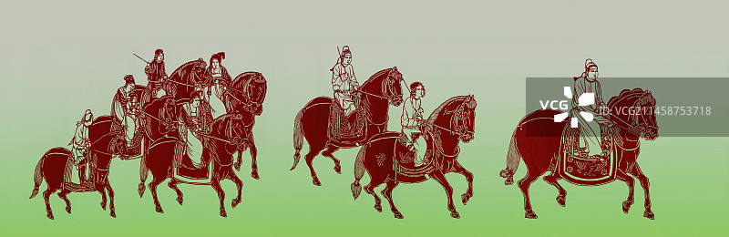 河南省文化馆馆藏，非遗，剪纸，虢国夫人游春图图片素材