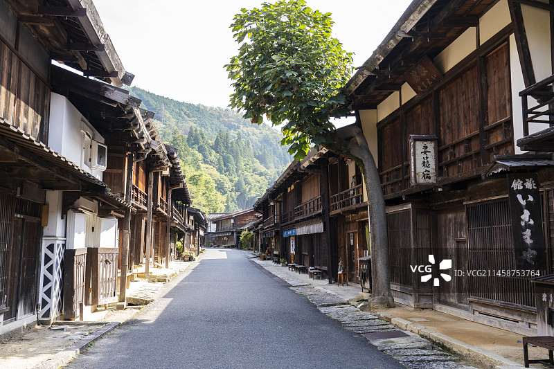 日本木曾路妻笼宿，长野县木曾郡南木曾町图片素材