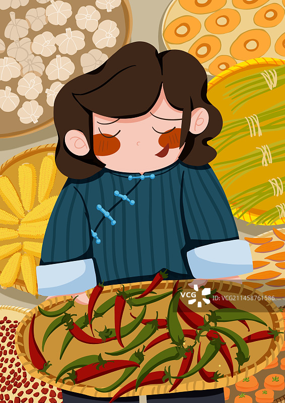 二十四节气 童趣 处暑 晒秋图片素材