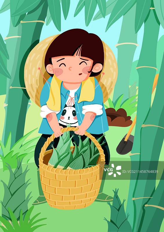 二十四节气 雨水 春笋 竹子 锄头图片素材