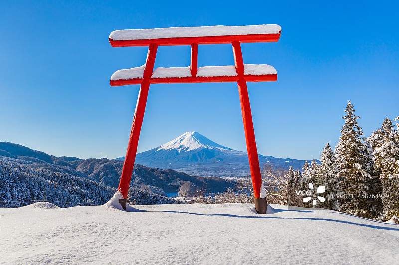 日本山梨县富士山美景图片素材
