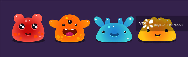 可爱的果冻怪物趣味游戏元素图片素材