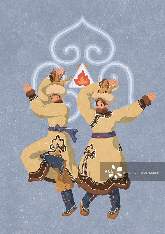 鄂伦春族跳舞的男女图片素材