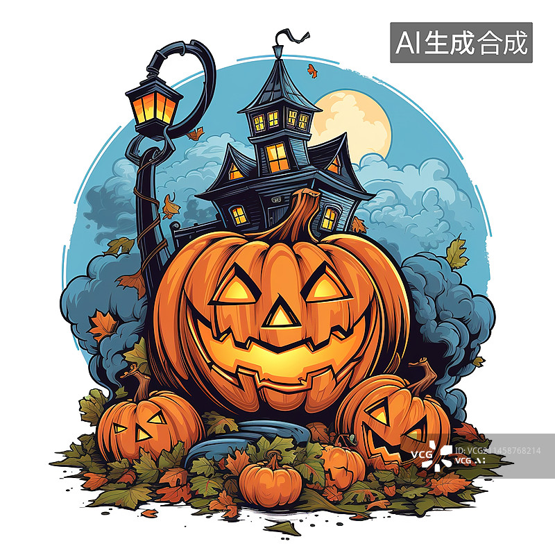 【AI数字艺术】万圣节南瓜插画图片素材