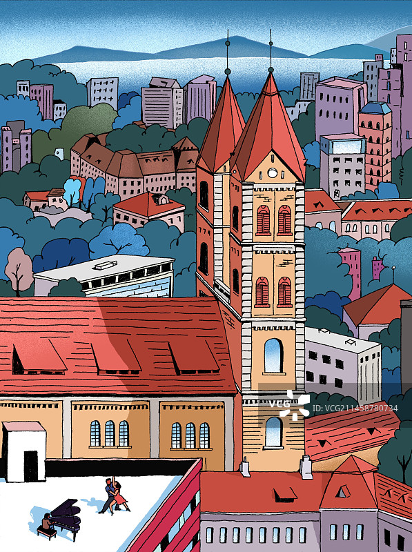 青岛教堂楼顶探戈图片素材