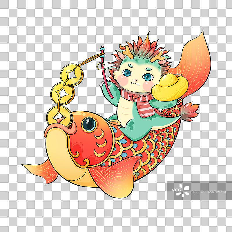 2024年龙年鲤鱼春节元素图片素材