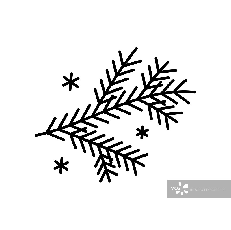 圣诞树枝冬季节日线条图标图片素材