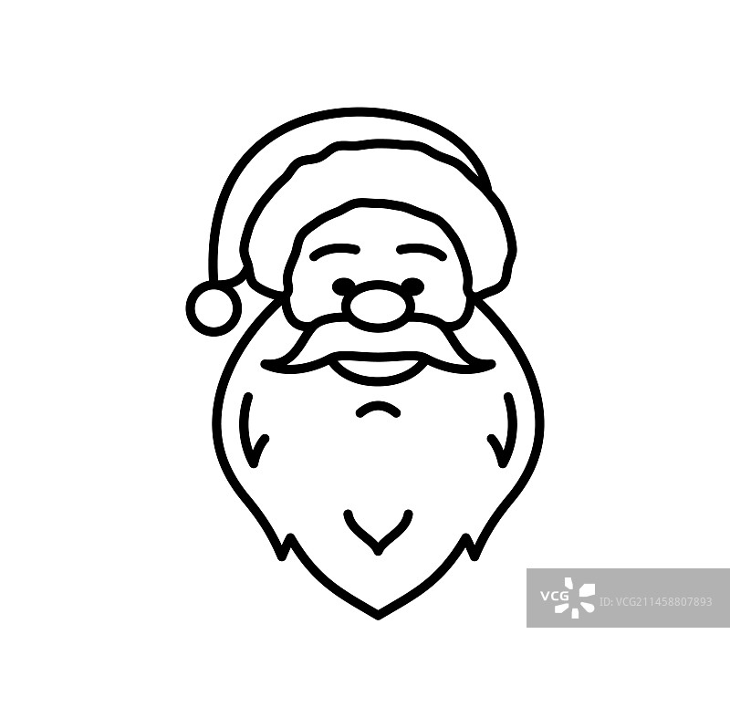 圣诞老人快乐面容圣诞节线条图标图片素材