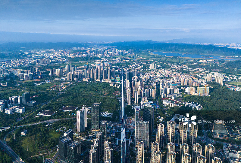 深圳光明区6号线中心凤凰城站蓝鲸世界区域全景航拍图片素材