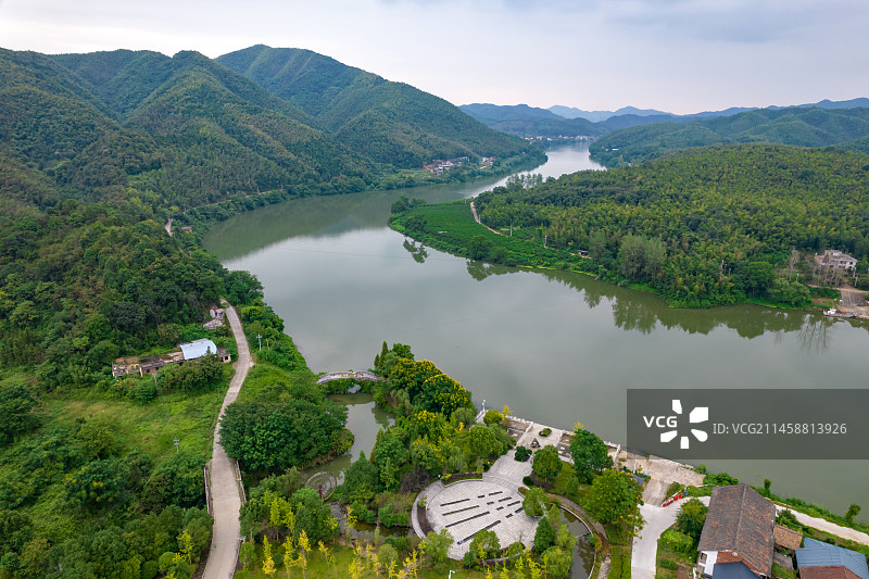 湖南耒阳耒河秀丽风光航拍图片素材