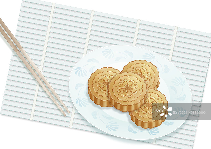 中秋月饼插画图片素材