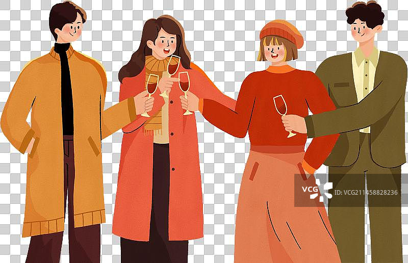 朋友跨年晚上喝酒看烟花图片素材