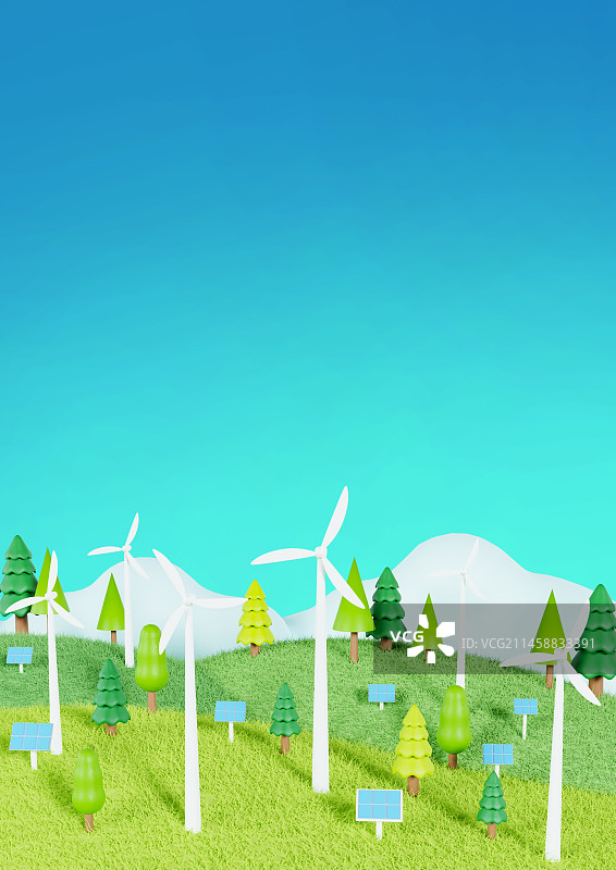 3D立体节能减排保护地球绿色环保背景图片素材