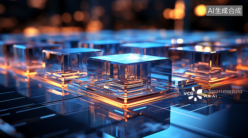 【AI数字艺术】晶体结构科技概念三维插画图片素材