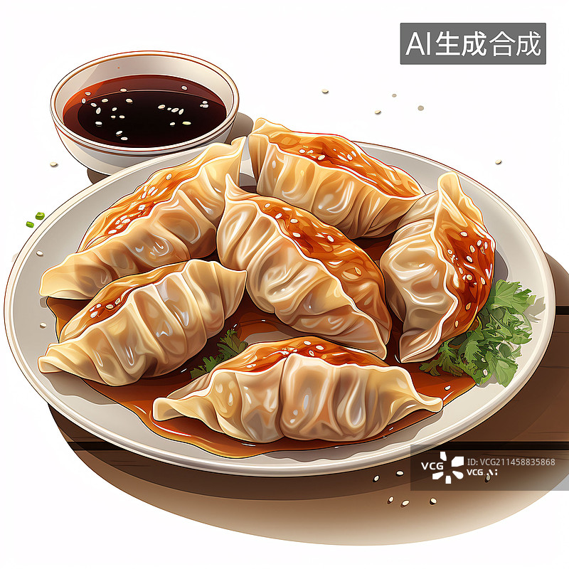 【AI数字艺术】立冬吃饺子插画，冬至节气春节国潮风美食海报插图图片素材