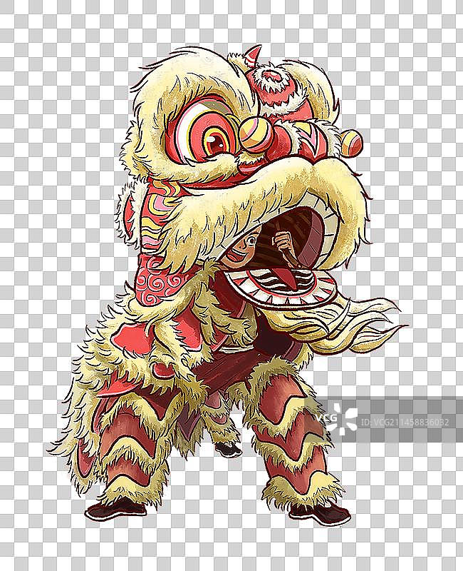 舞狮插画醒狮龙年素材图片素材
