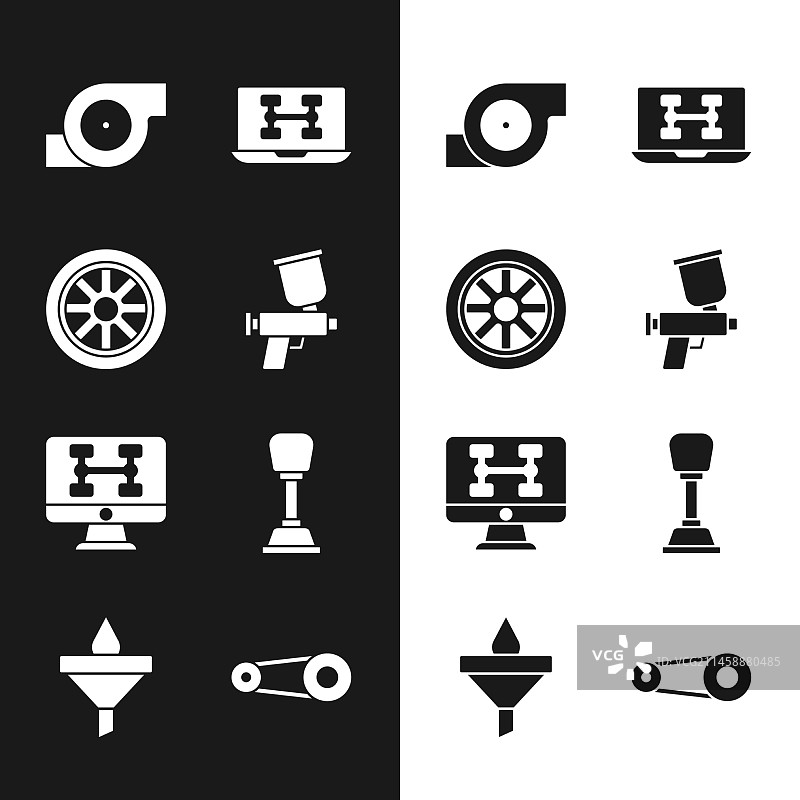 油漆喷枪汽车车轮汽车套装图片素材