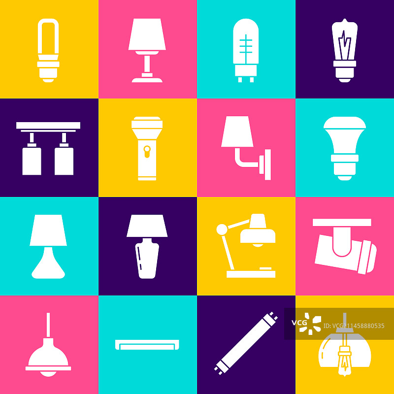 吊灯、LED轨道灯、LED灯泡套装图片素材