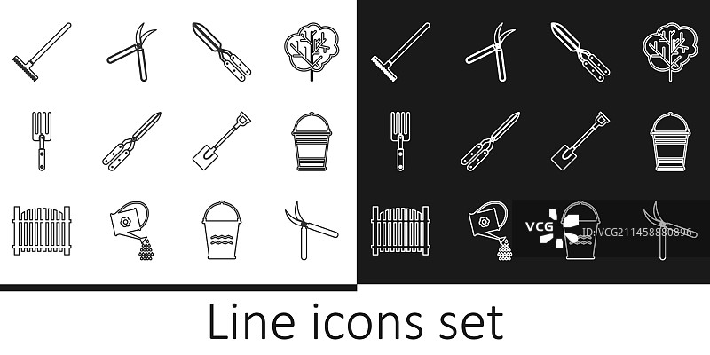 手工园艺剪刀水桶叉子图片素材