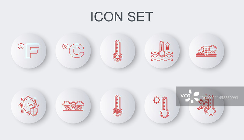 温度计雪花防紫外线线条设计图片素材