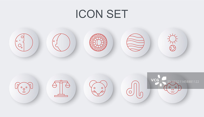 线条猴生肖狗占星星座图标图片素材