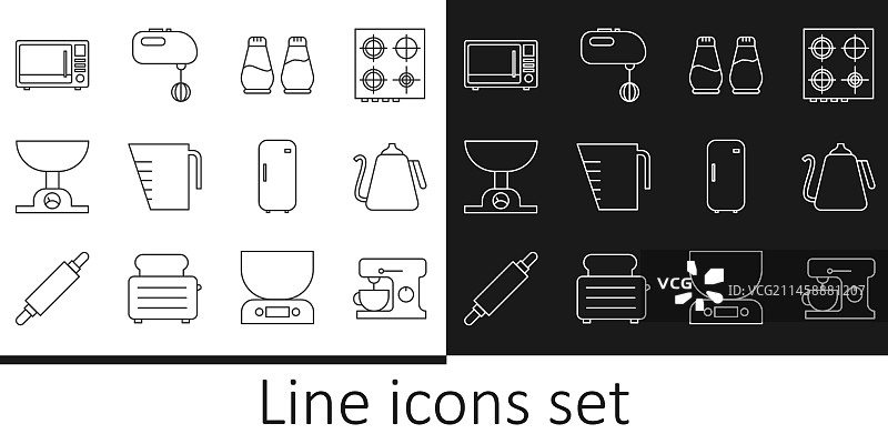 电动搅拌机手柄水壶盐线条组合图片素材