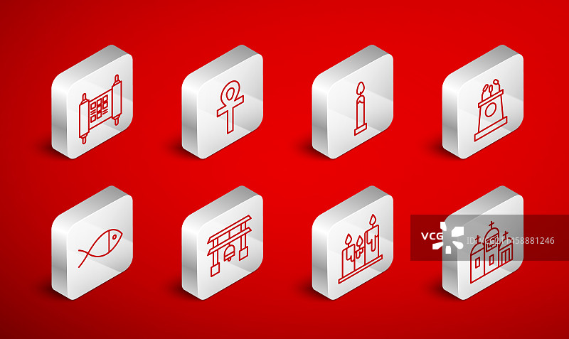 教堂建筑、十字架、生命之符系列图片素材