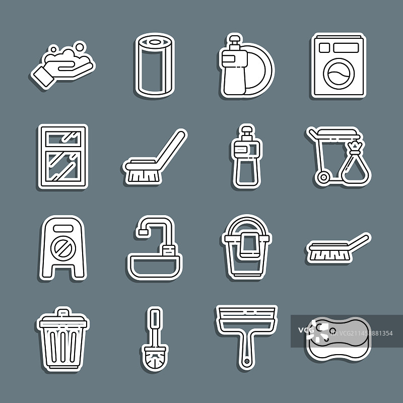 清洁海绵刷、垃圾桶图片素材