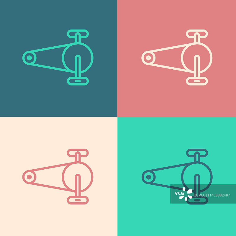 波普艺术风格自行车链条齿轮图标图片素材