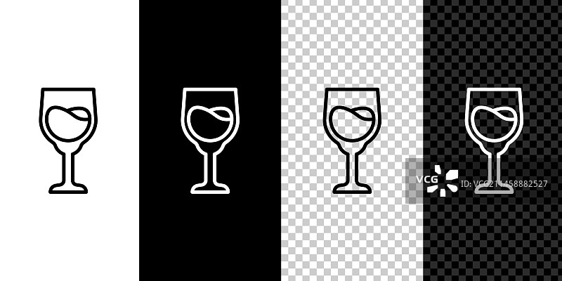 黑色背景上的葡萄酒杯图标图片素材