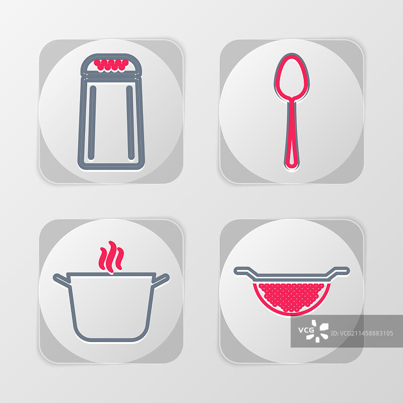 厨房用品：滤锅、锅、勺子图片素材