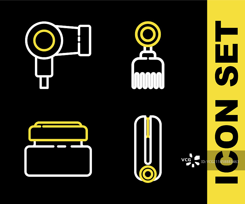 发刷卷发棒护发霜套装图片素材